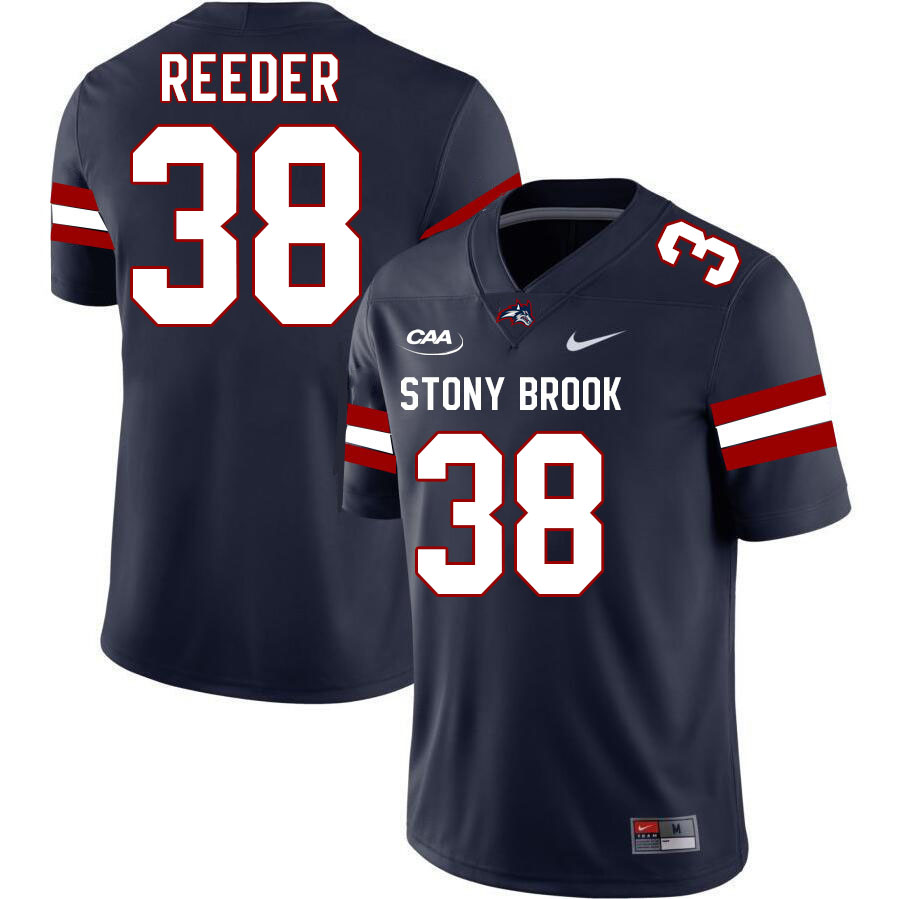 Stony Brook Seawolves #38 Jameer Reeder College Football Jerseys Stitched-Navy